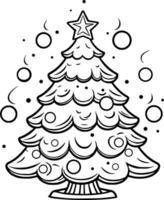 Christmas Tree Coloring Book Illustration vector