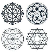 A set of different geometric mysterious shapes vector