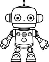 Cute Robot Coloring Book Vector Illustration