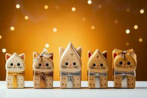 Cat specific minimalist style Christmas gifts isolated on a gradient background photo