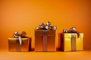 Elderly tailored minimalist style Christmas gifts isolated on a gradient background photo