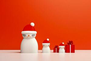 Cat specific minimalist style Christmas gifts isolated on a gradient background photo