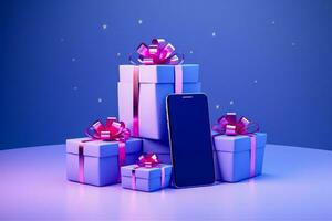 Gadget lovers minimalist style Christmas gifts isolated on a gradient background photo