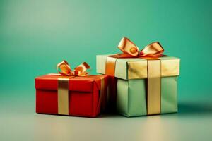 Vintage style enthusiasts minimalist Christmas gifts isolated on a gradient background photo