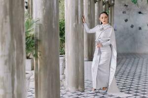 Beautiful Thai girl in Thai traditional costume.Bride Thai girl Beautiful. photo