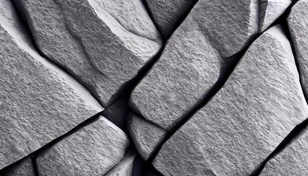 Dark gray stone granite background. Rough cracked mountain surface. close-up a textured surface made up of overlapping, curved shapes with a rough, stone-like appearance - Ai Generative photo