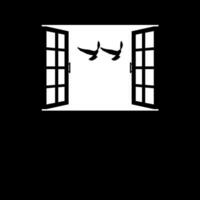 silueta de el volador pájaro de presa, halcón o halcón en el ventana. vector ilustración