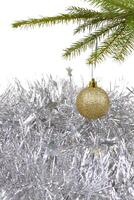 Christmas background with golden decor ball photo