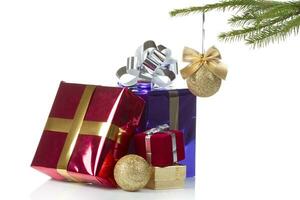 Colored boxes with christmas gifts photo