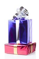 Colored boxes with christmas gifts photo