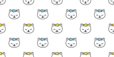 gato sin costura modelo vector gatito pescado bufanda aislado repetir antecedentes loseta fondo de pantalla dibujos animados ilustración garabatear diseño