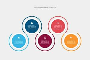 Five Steps Options Wave Circle Infographic Design Template vector