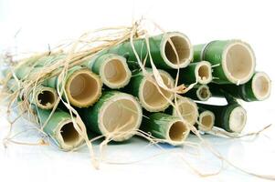 a bunch of bamboo sticks tied together with twine photo