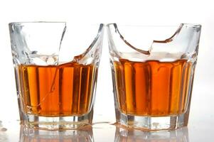 a group of glasses with different types of drinks photo