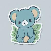 Adorable Koala in cartoon, doodle style. Set, Lovely Australian Animals logo Characters. photo