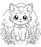 Meow Cats Coloring page for Kids vector