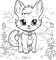 Meow Cats Coloring page for Kids vector