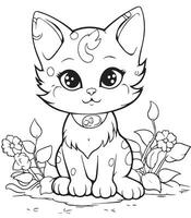 Meow Cats Coloring page for Kids vector