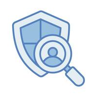 Shield icon with magnifying glass. Vector security icon, safety checking vector