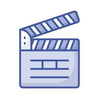 Movie clapper board, filmmaking device icon in modern style, ready to use vector