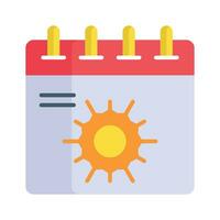 Sun witn calendar depicting concept vector design of summer