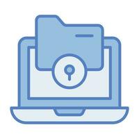 A locked folder in laptop, concept of data protection, security icon vector