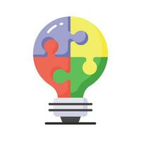 A jigsaw light bulb showing concept icon of problem solution in trendy style vector