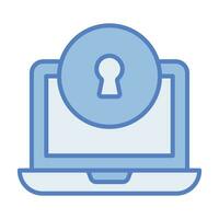 Cyber security, data protection, concept of laptop protected with lock, vector illustration