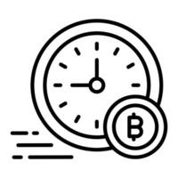 Clock with cryptocurrency coin, amazing icon of time is money vector