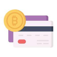 Bitcoin debit card vector design in modern style, ready to use icon