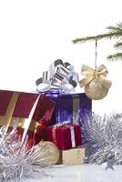 Colored boxes with christmas gifts photo