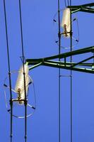 a close up of a power line with wires attached photo