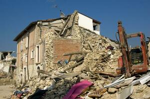 fotográfico documentación de el devastador terremoto en central Italia foto