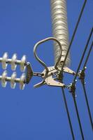 a close up of a power line with wires attached photo