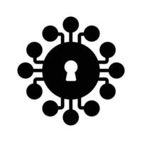 Cyber security icon with network nodes, symbolizing cyber security concept vector