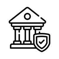 Bank building with shield, secure banking, financial security, security concept vector