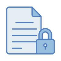 Secure confidential agreement document with locked access vector, padlock protection vector