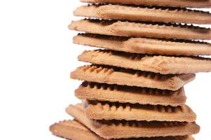 a pile of biscuits on a white background photo