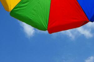 a close up of a colorful umbrella photo