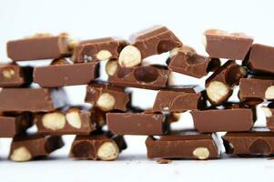 a bar of dark chocolate is shown on a white background photo