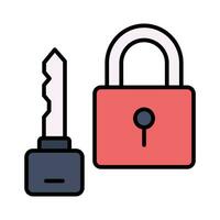 Padlock with key showing concept icon of private key vector