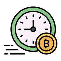 Clock with cryptocurrency coin, amazing icon of time is money vector