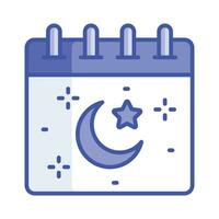 Luna con estrella en calendario demostración concepto de Ramadán calendario icono vector