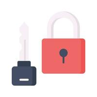 Padlock with key showing concept icon of private key vector