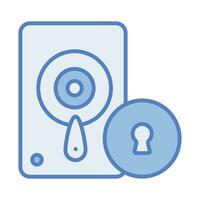 Hard disk drive security icon, data protection, security concept vector