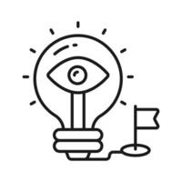 An eye inside light bulb with flag concept vector of idea monitoring in trendy style