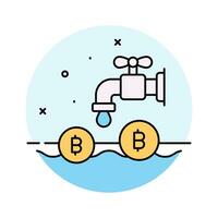 Check this beautiful icon of bitcoin faucet, editable vector design, money tap