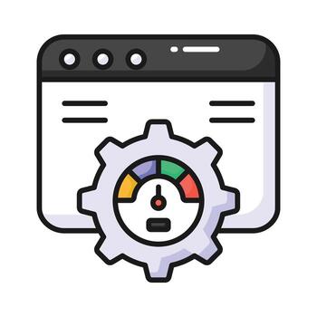 Speedometer with webpage, amazing icon of website performance vector