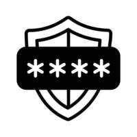 Shield with password, cyber security concept. Personal data protection vector
