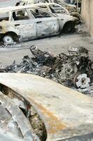 fire in a number of cars photo